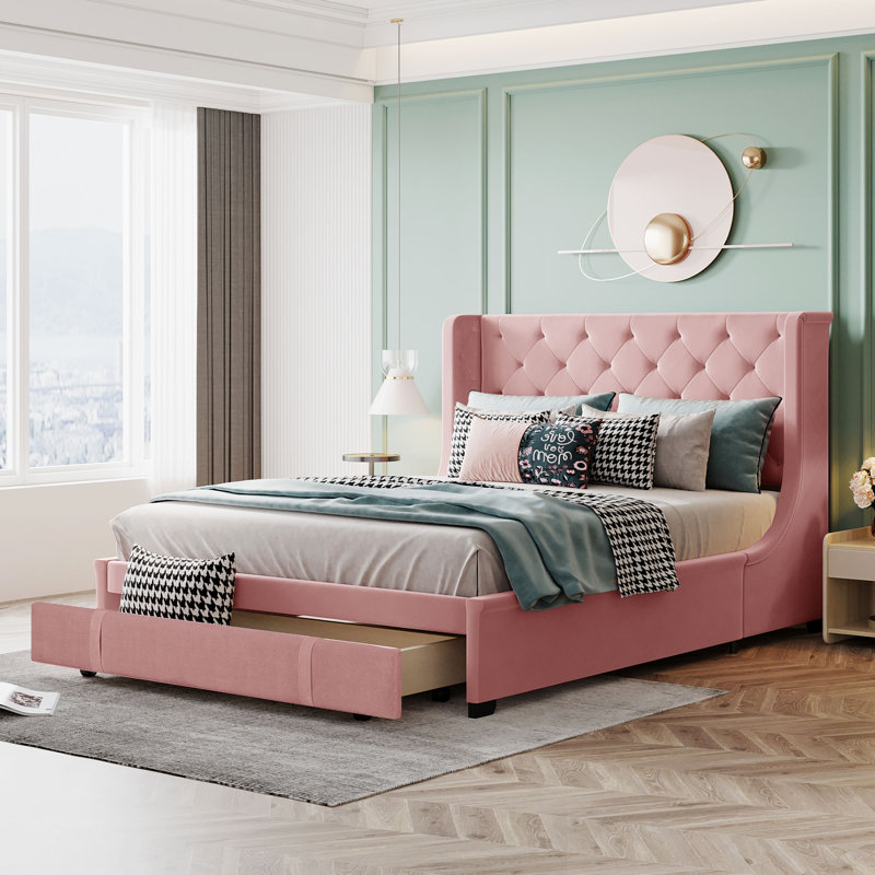 Mercer41 Darcy Mae Queen Upholstered Storage Platform Bed Reviews Wayfair